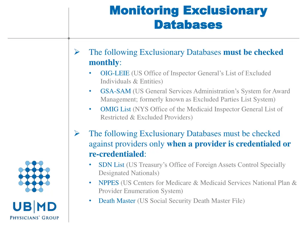 monitoring exclusionary monitoring exclusionary