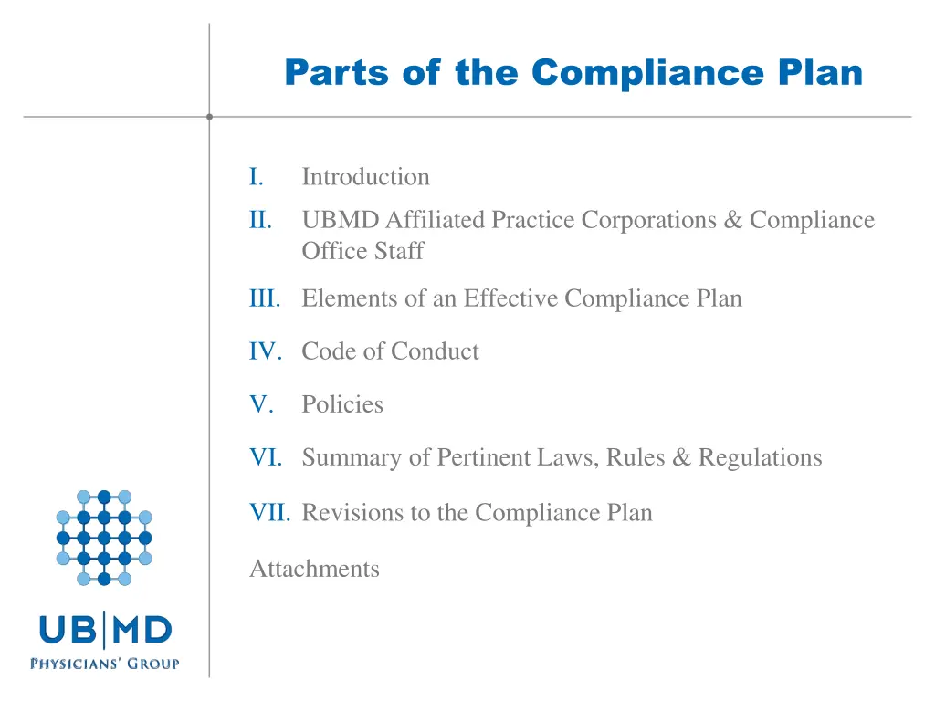 parts of the compliance plan