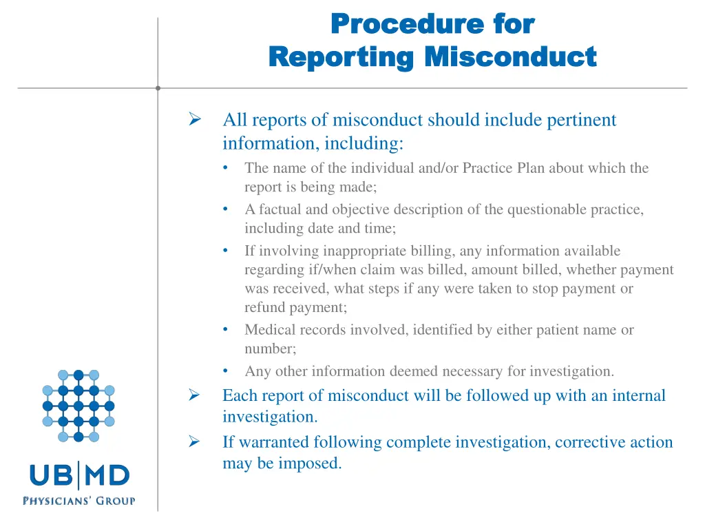 procedure for procedure for reporting misconduct 1