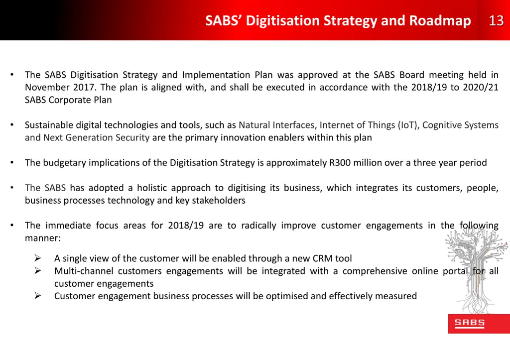 sabs digitisation strategy and roadmap