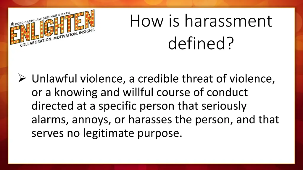 how is harassment defined