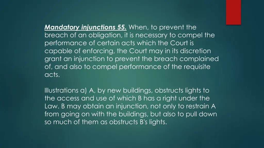 mandatory injunctions 55 when to prevent