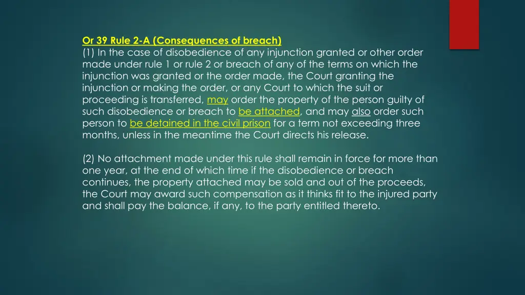 or 39 rule 2 a consequences of breach