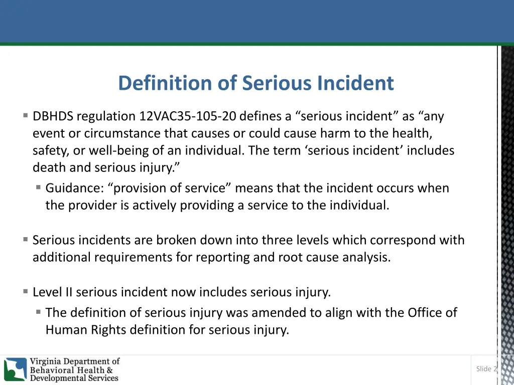 definition of serious incident