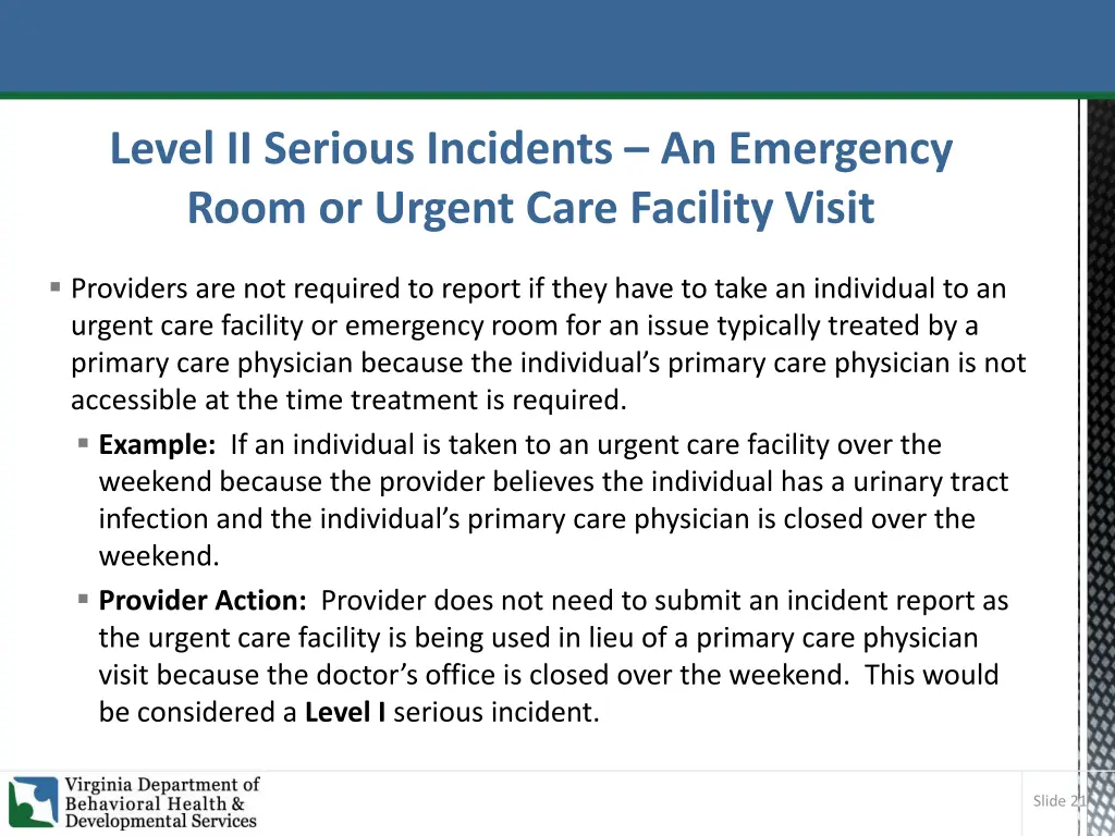 level ii serious incidents an emergency room