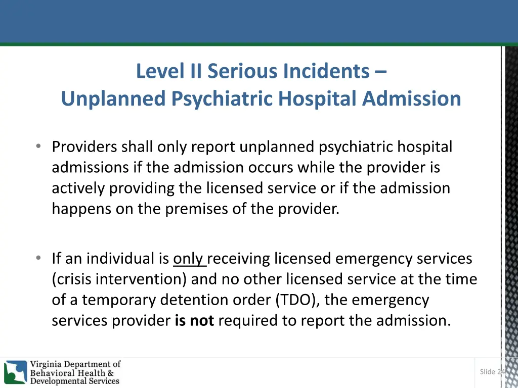 level ii serious incidents unplanned psychiatric 1