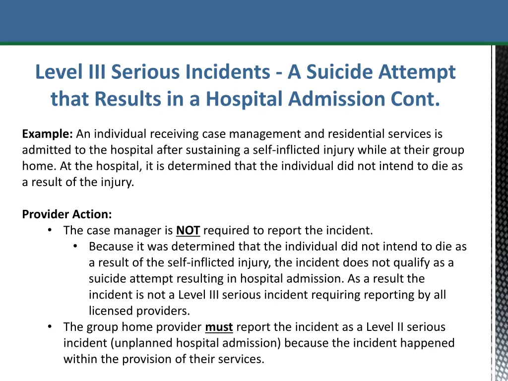 level iii serious incidents a suicide attempt 2