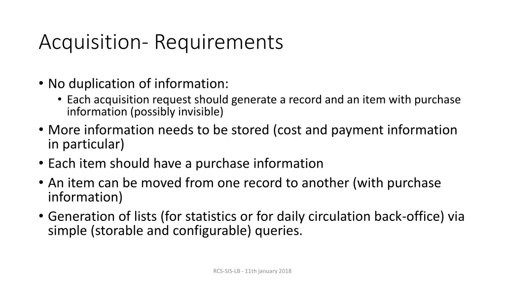 acquisition requirements