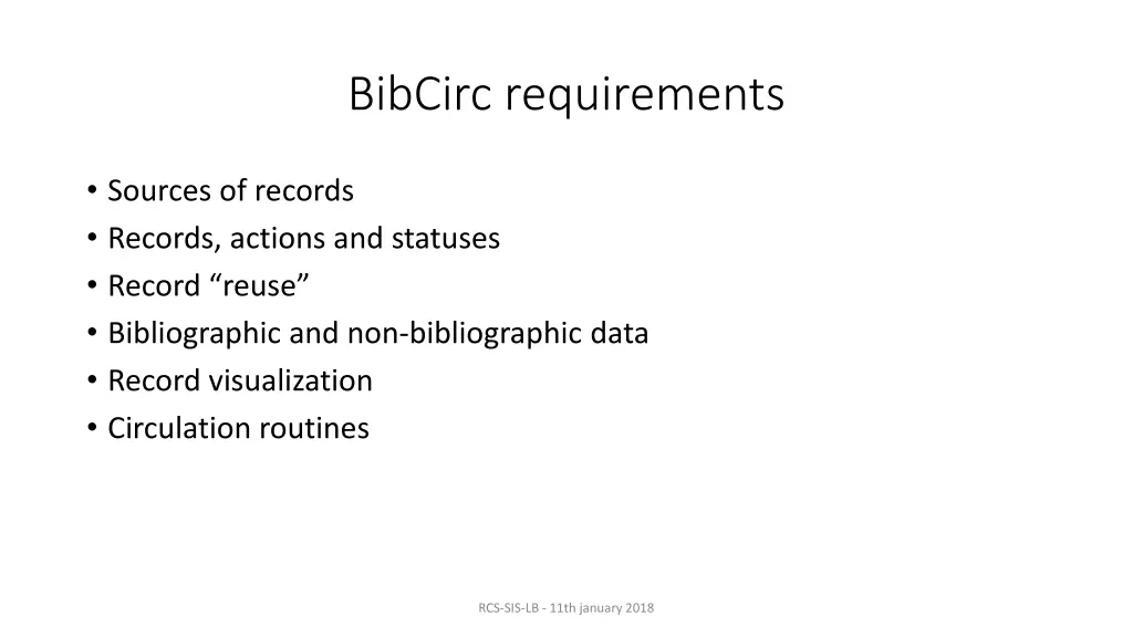 bibcirc requirements