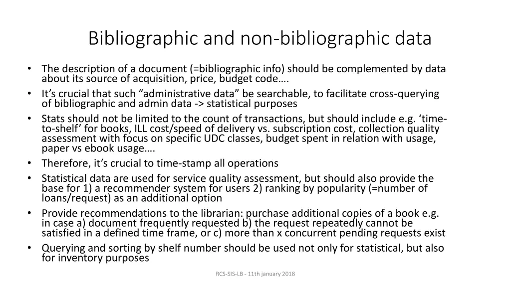 bibliographic and non bibliographic data