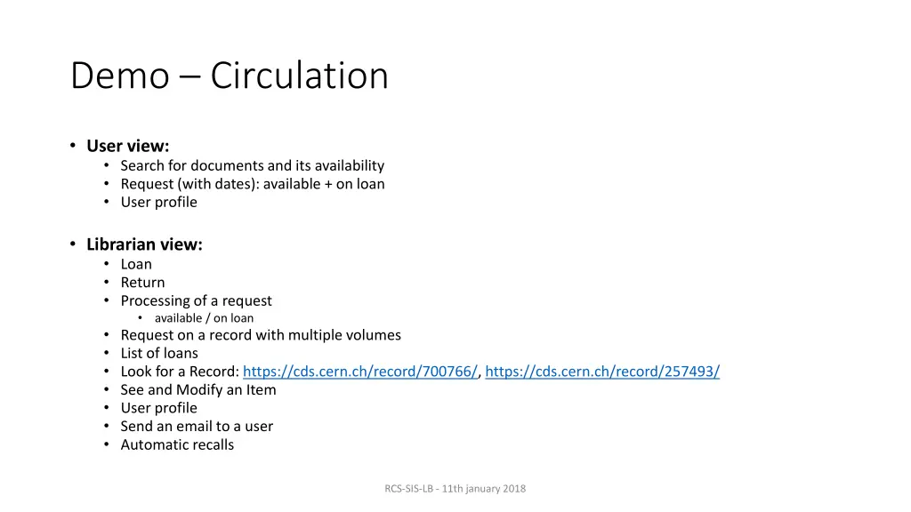 demo circulation