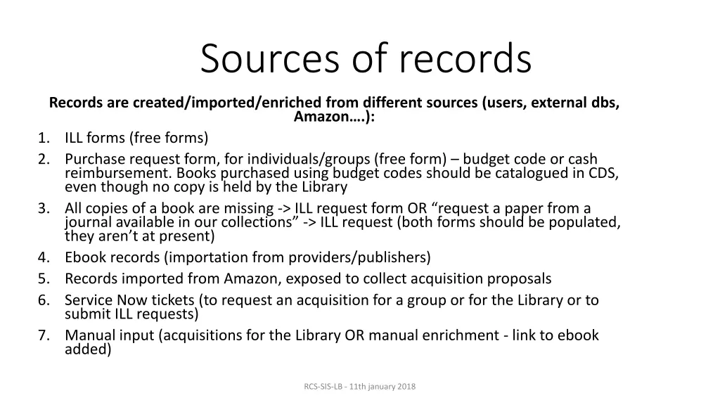 sources of records