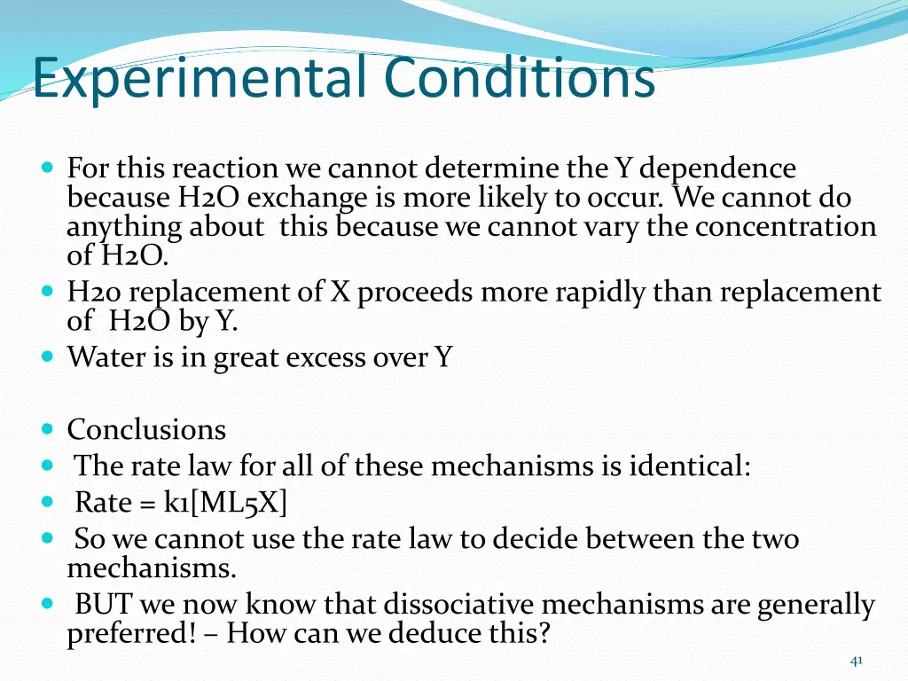 experimental conditions 1