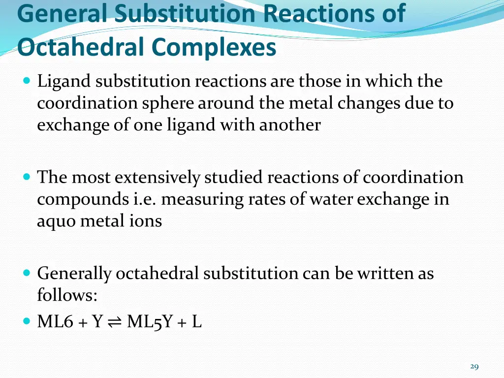 general substitution reactions of octahedral 1