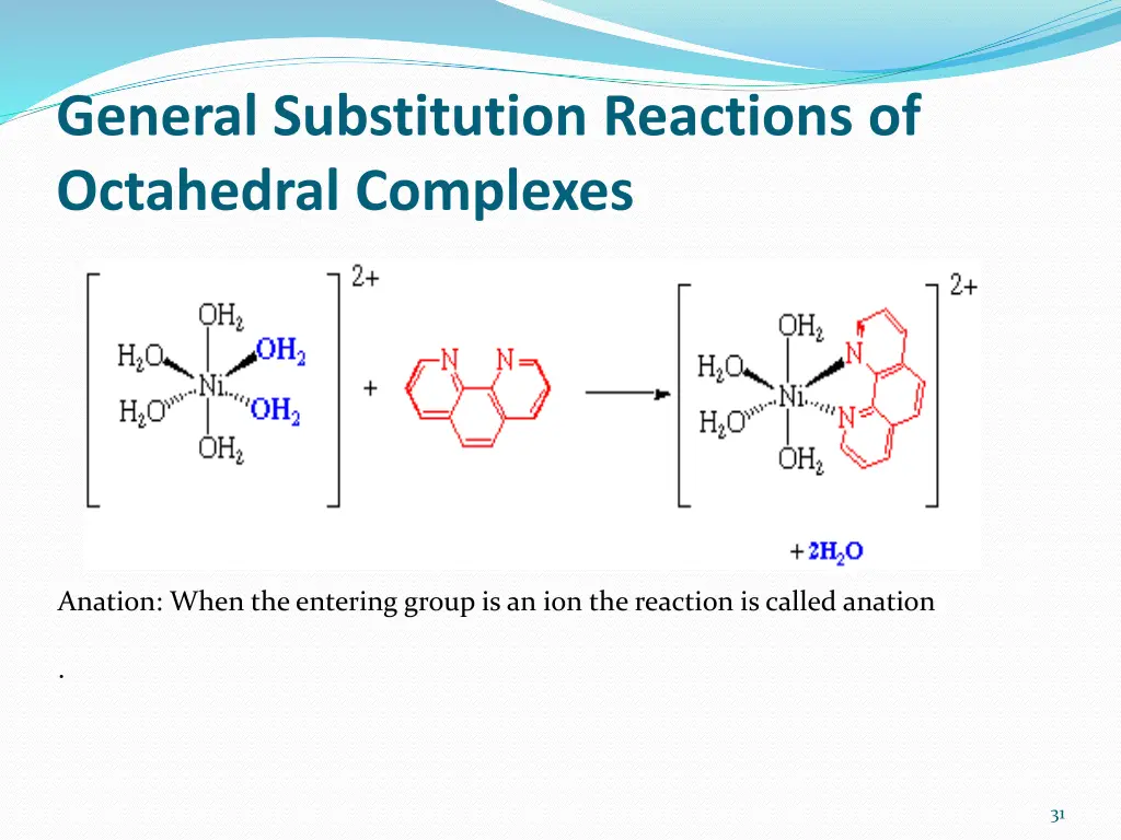 general substitution reactions of octahedral 3