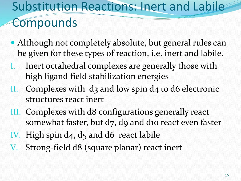 substitution reactions inert and labile compounds 2