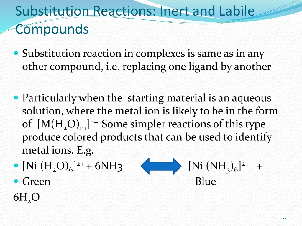 substitution reactions inert and labile compounds