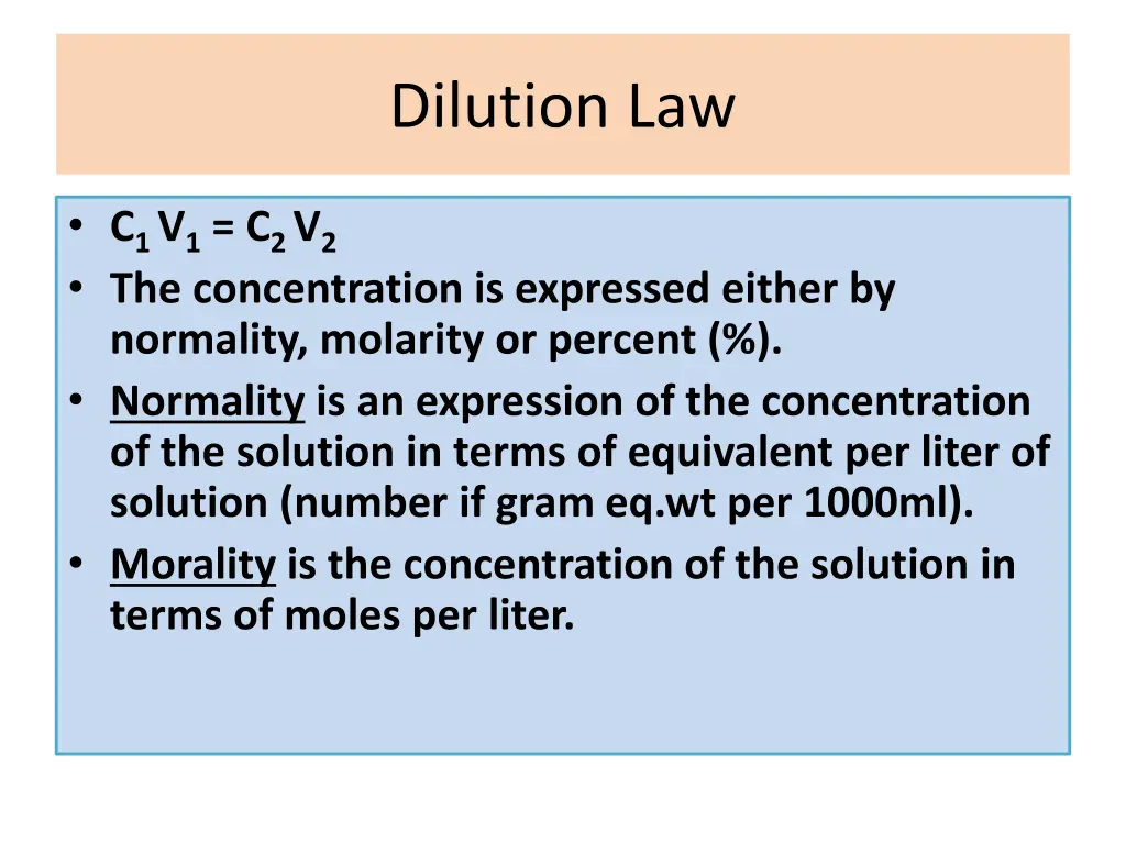 dilution law