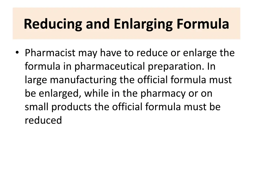 reducing and enlarging formula