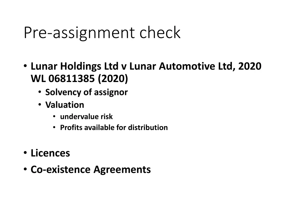 pre assignment check