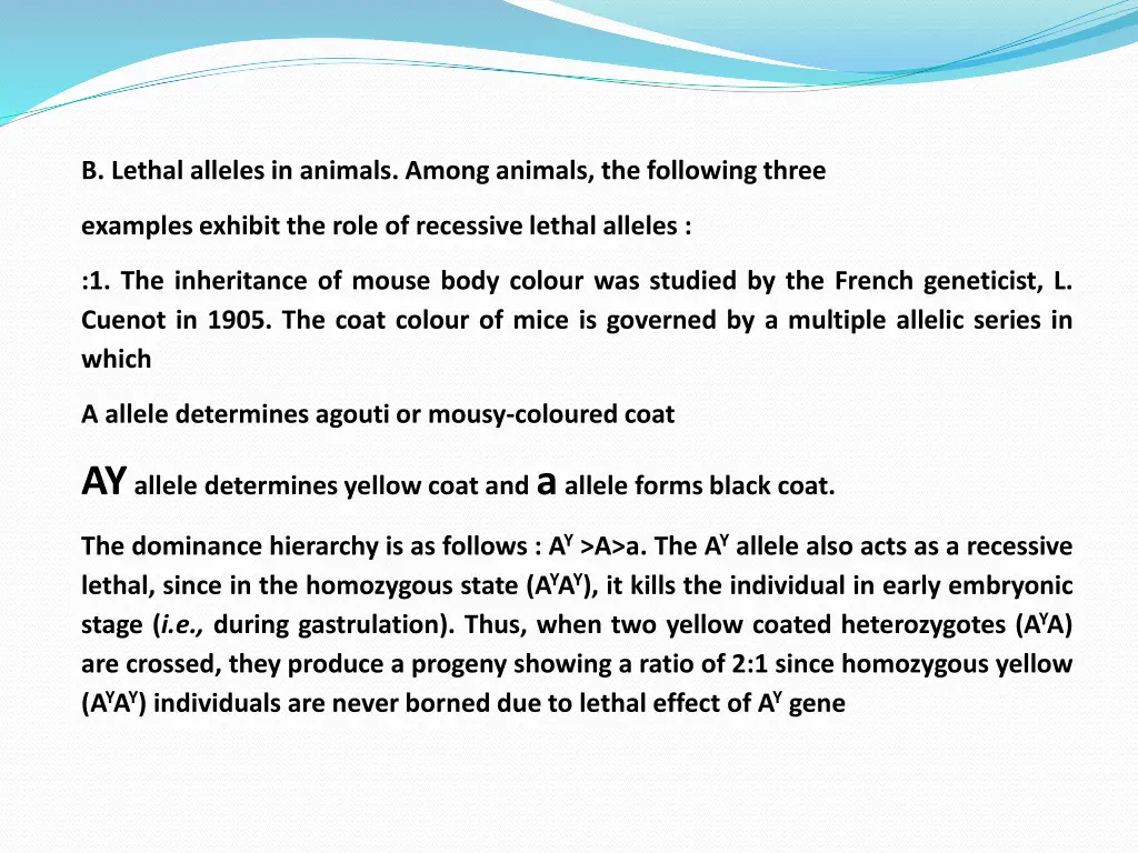 b lethal alleles in animals among animals