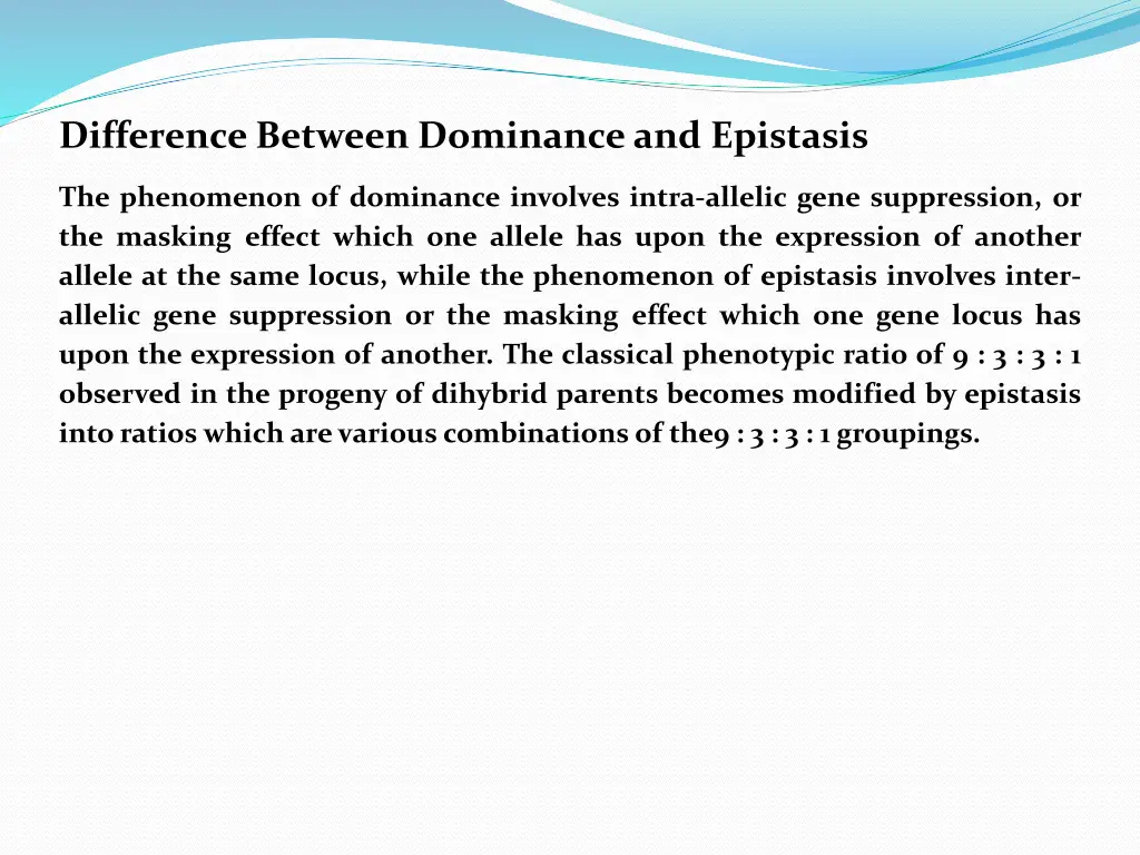 difference between dominance and epistasis