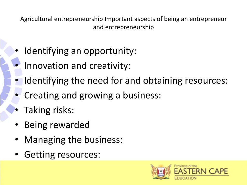 agricultural entrepreneurship important aspects