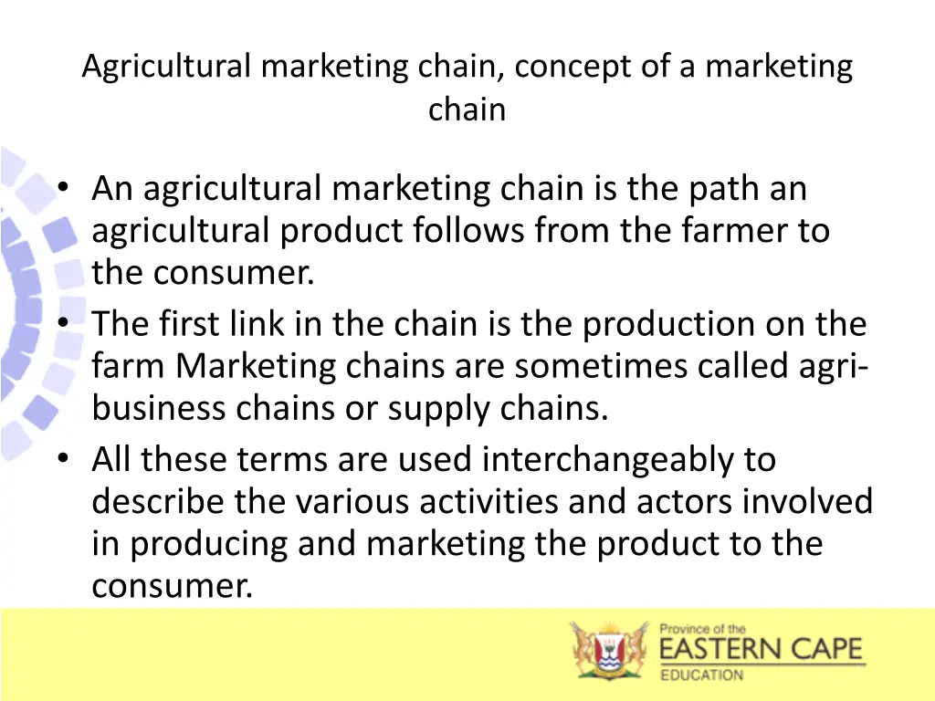 agricultural marketing chain concept