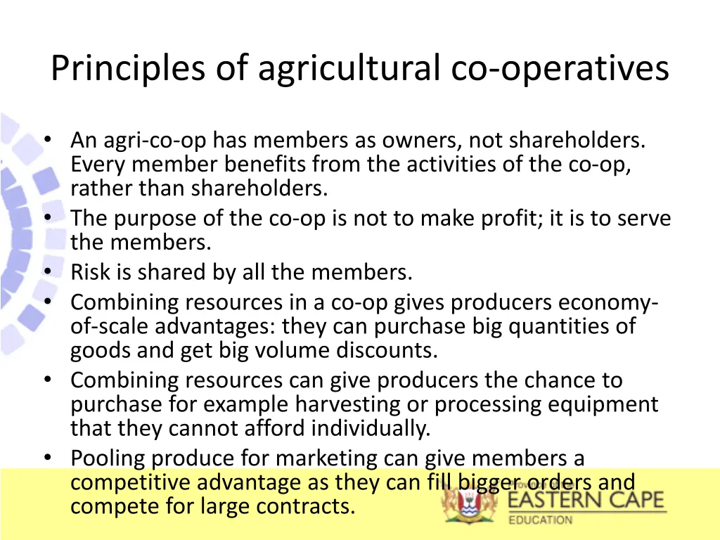 principles of agricultural co operatives