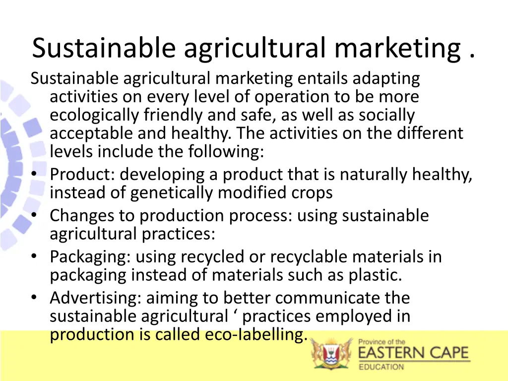 sustainable agricultural marketing sustainable