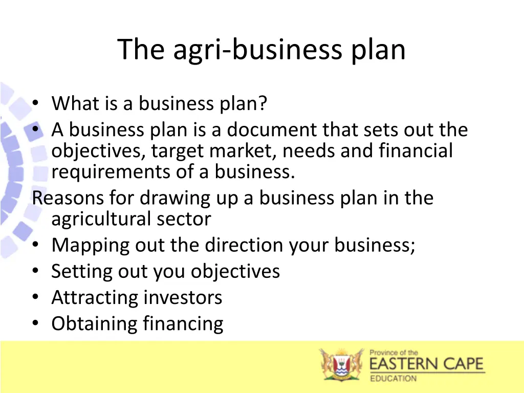 the agri business plan