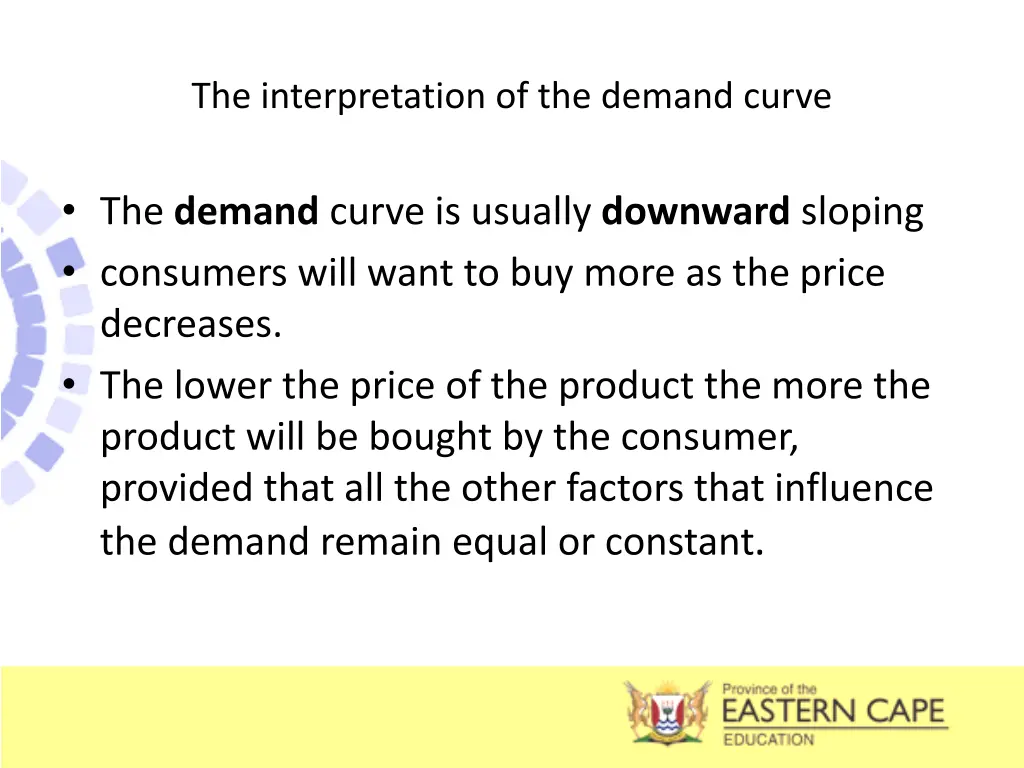 the interpretation of the demand curve