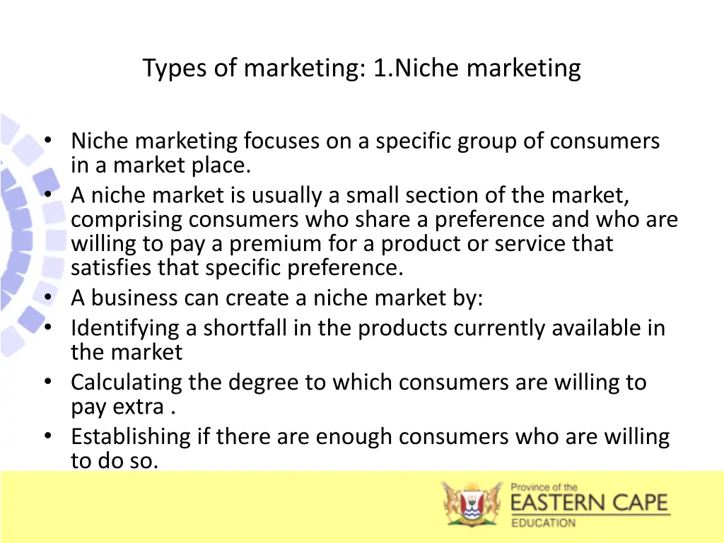 types of marketing 1 niche marketing