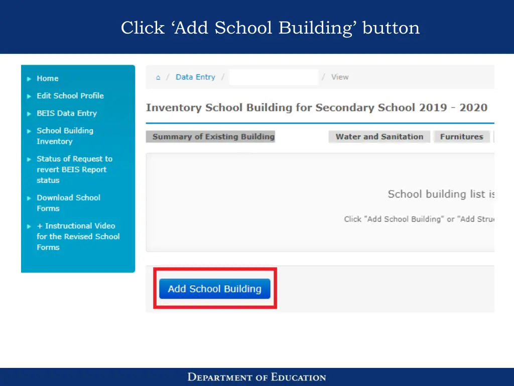 click add school building button