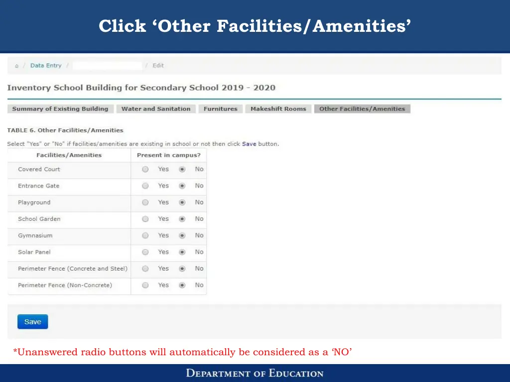 click other facilities amenities