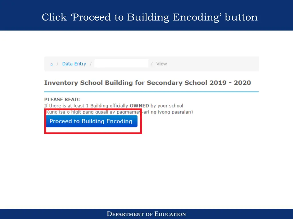 click proceed to building encoding button