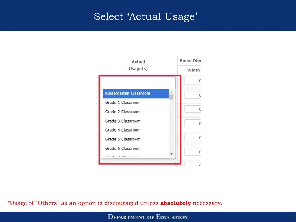 select actual usage