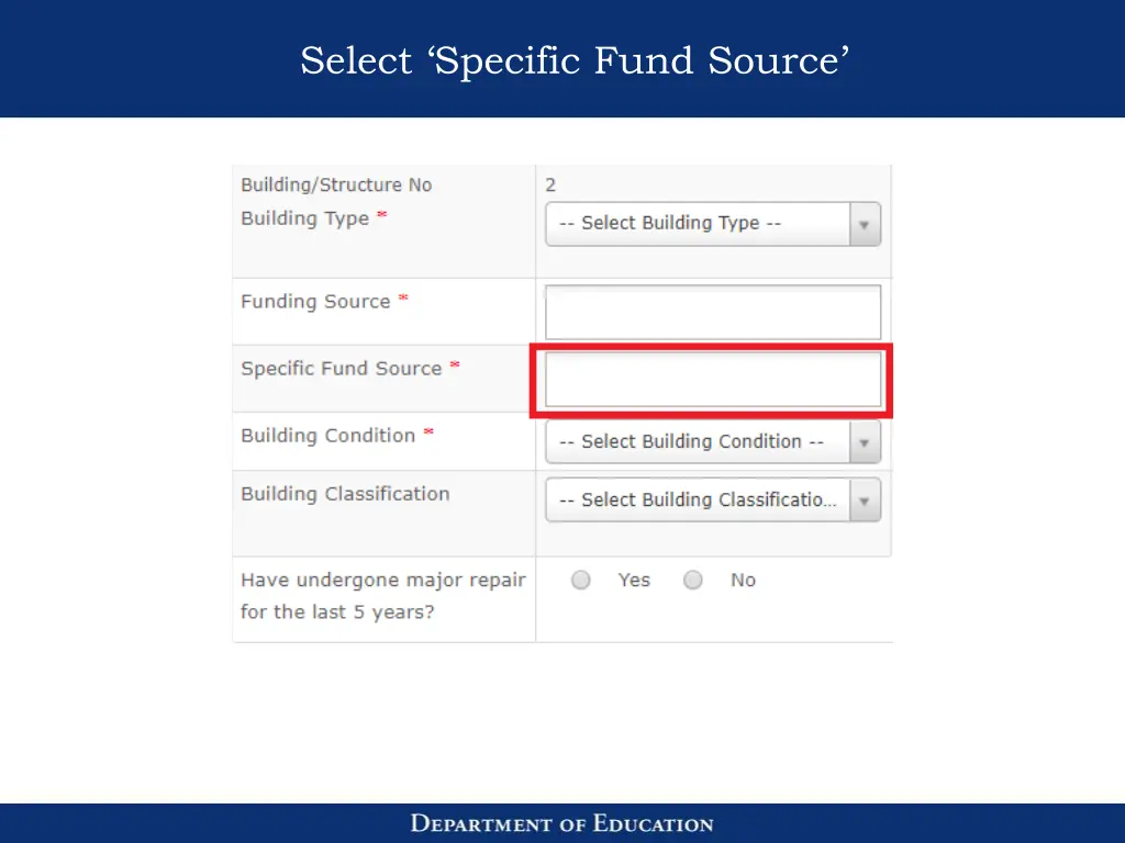 select specific fund source