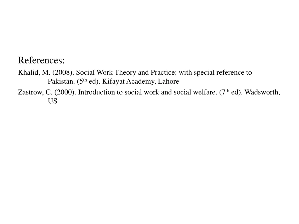 references khalid m 2008 social work theory