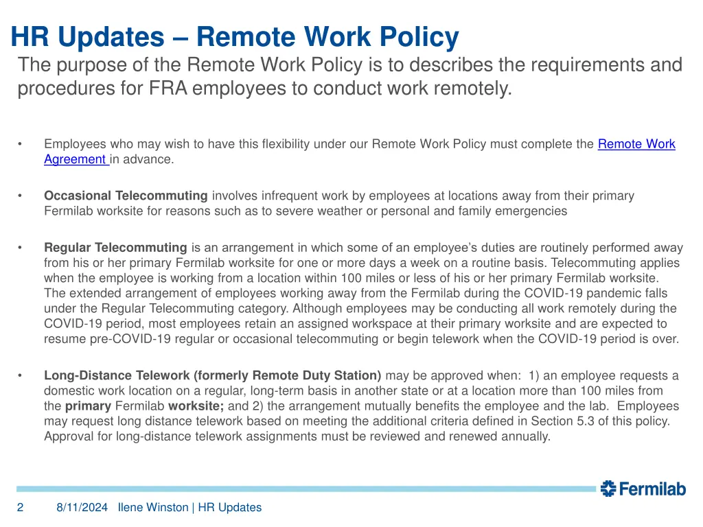 hr updates remote work policy the purpose