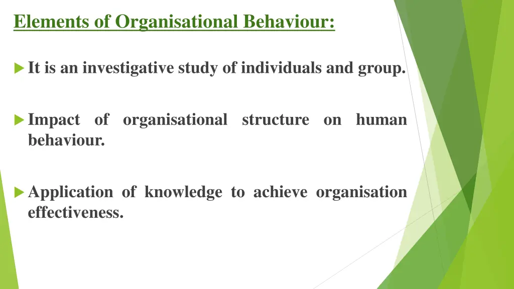 elements of organisational behaviour