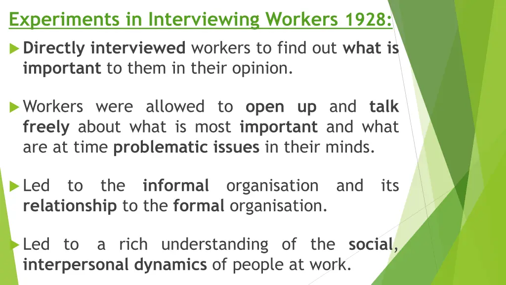 experiments in interviewing workers 1928