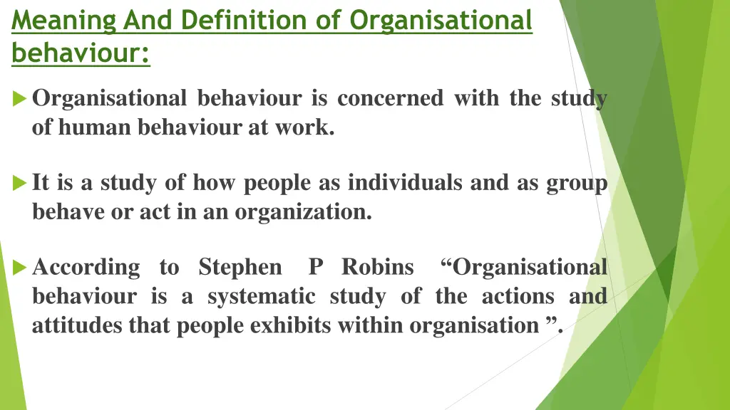 meaning and definition of organisational behaviour