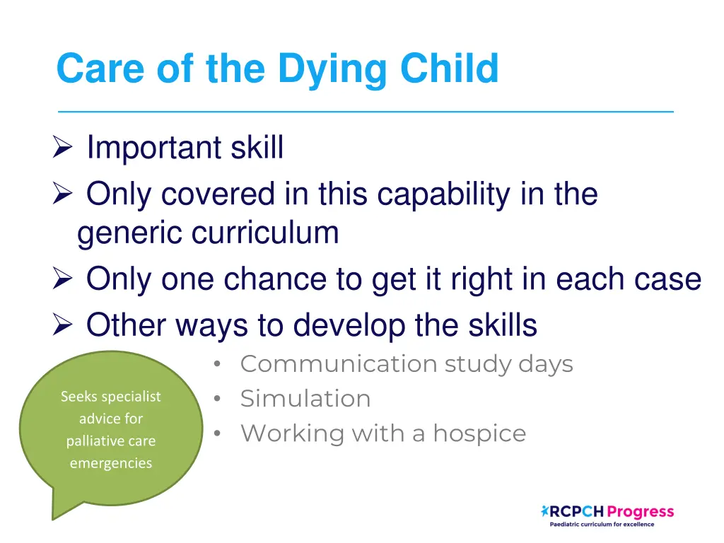 care of the dying child