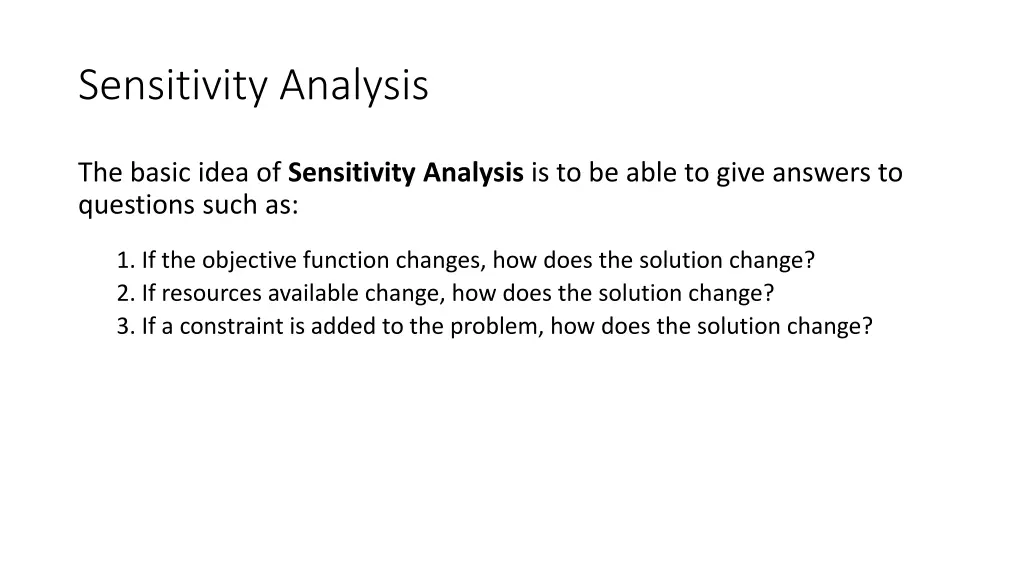 sensitivity analysis