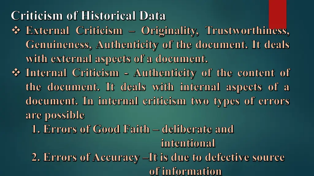 criticism of historical data external criticism