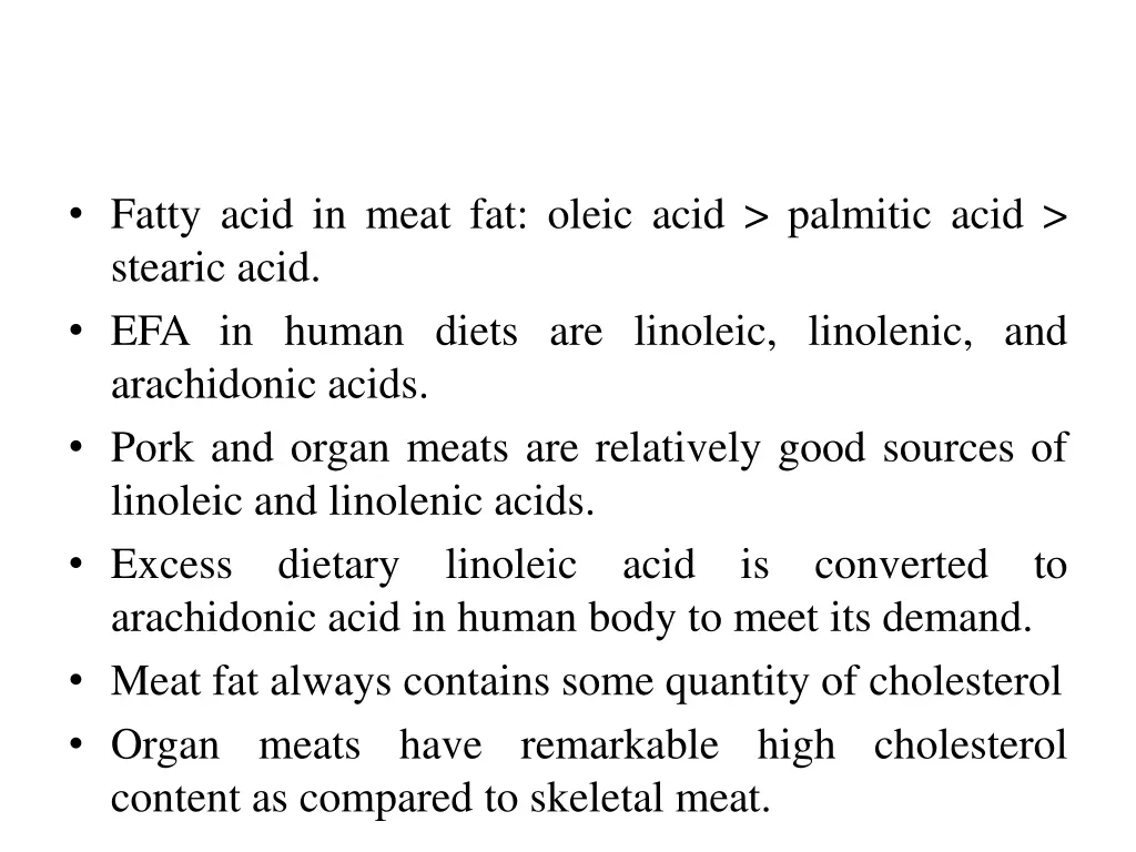 fatty acid in meat fat oleic acid palmitic acid