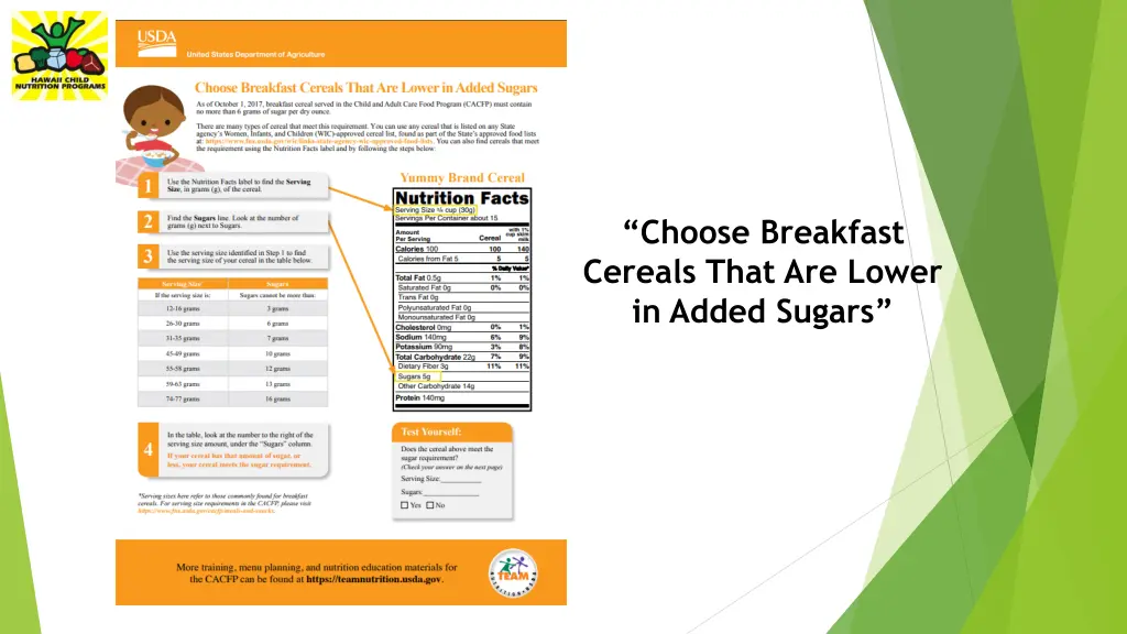 choose breakfast cereals that are lower in added