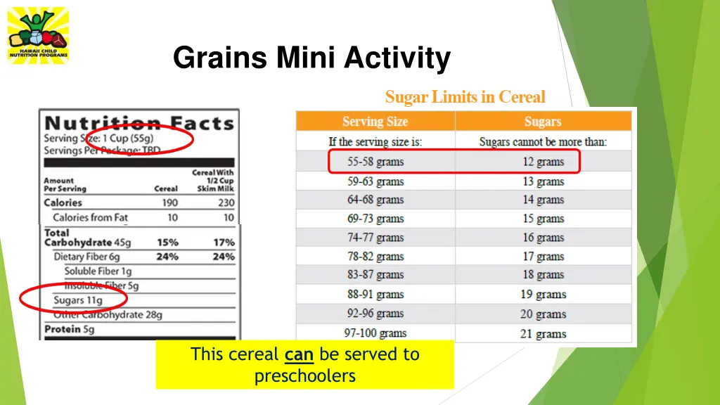 grains mini activity