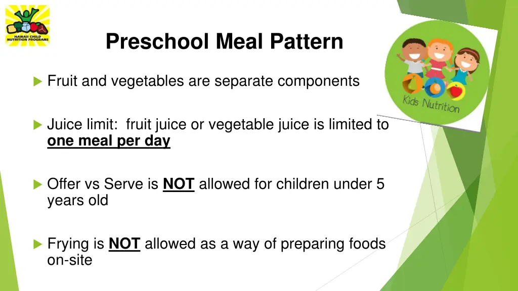 preschool meal pattern 2